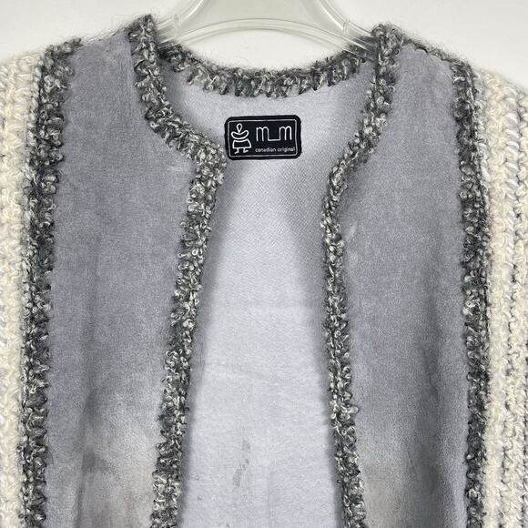 Vintage mLm Canadian Original Suede And Knit Vest Women M Gray Leather Boho Art - Picture 5 of 10